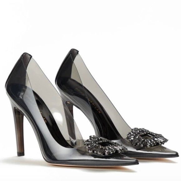 Good American Cinder-F*CKING-RELLA Jeweled Pump In Light Smoke Size 12 New - Picture 3 of 16